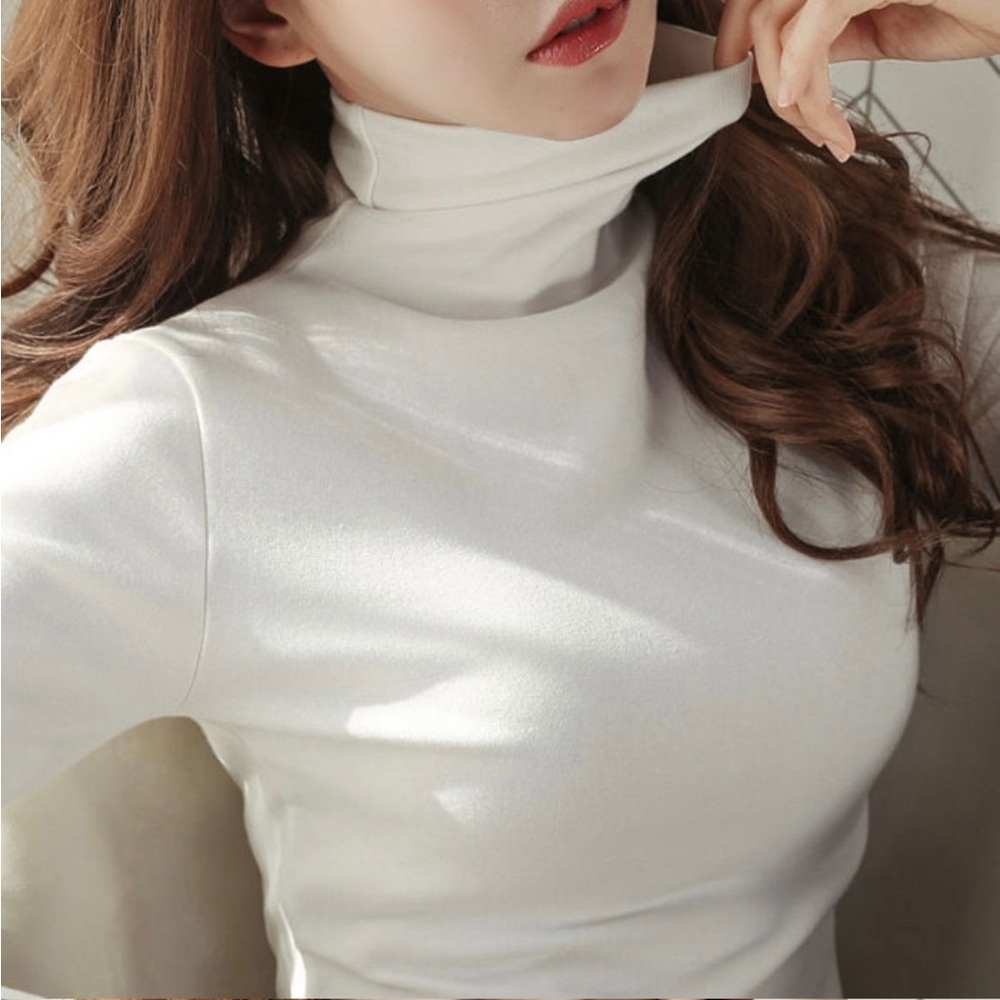 White Long-Sleeve Turtleneck from YesStyle